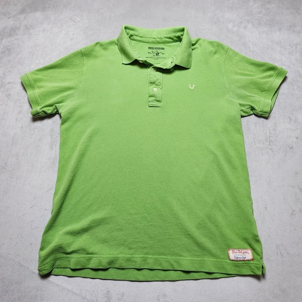 True Religion Sportswear California‎ Style Mens XL Green Polo Shirt Short Sleeve